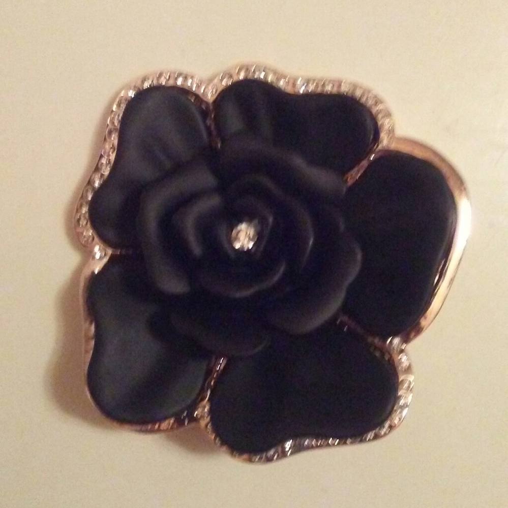 Beautiful Black Camellia Brooch on sale last one
